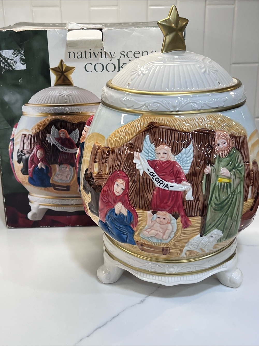 Christmas Nativity Cookie Jar Scene Ceramic Jay Imports